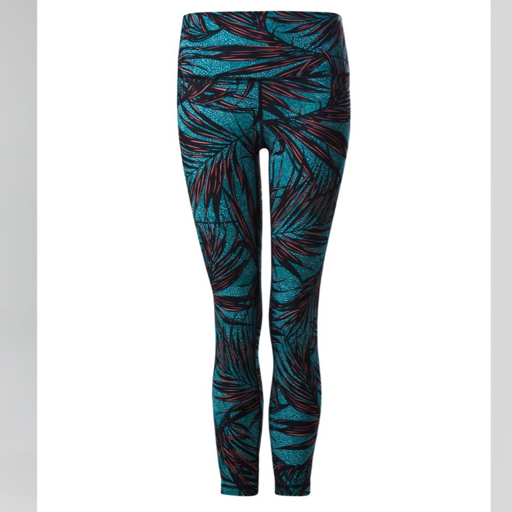 Lululemon High Times Leggings, Tropical Palm Lace Tofino Teal Multi, Size 8 - Picture 10 of 11